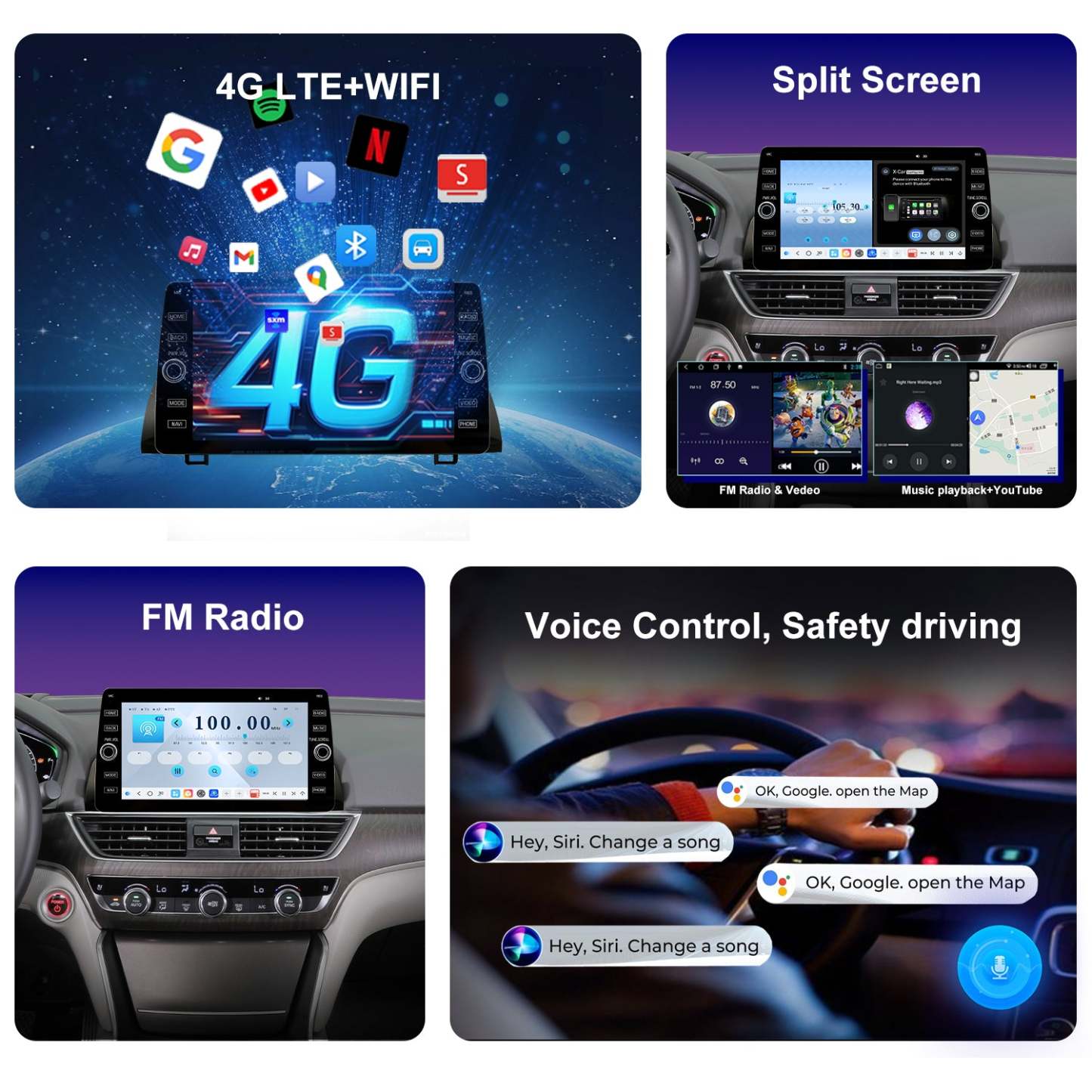 For Honda Accord 10th Gen 2018-2022 Radio upgrade,10.2-inch QLED  8-Core CPU,touch screen Stereo,Wireless CarPlay & Android Auto,keep OEM Controls