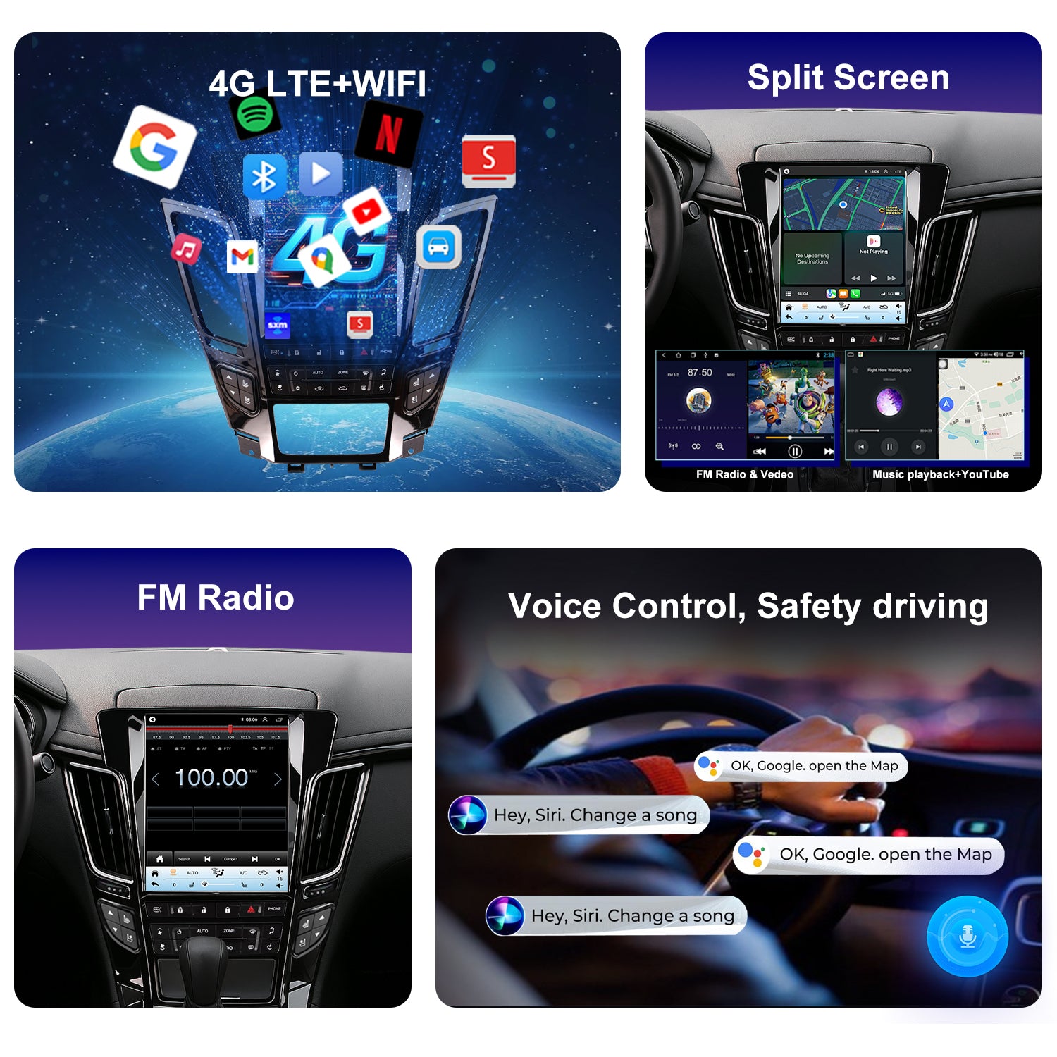 For Cadillac CTS 2008-2014 Radio upgrade,9.7-inch QLED 8-Core CPU,touch screen Stereo,Wireless CarPlay & Android Auto,keep OEM Controls