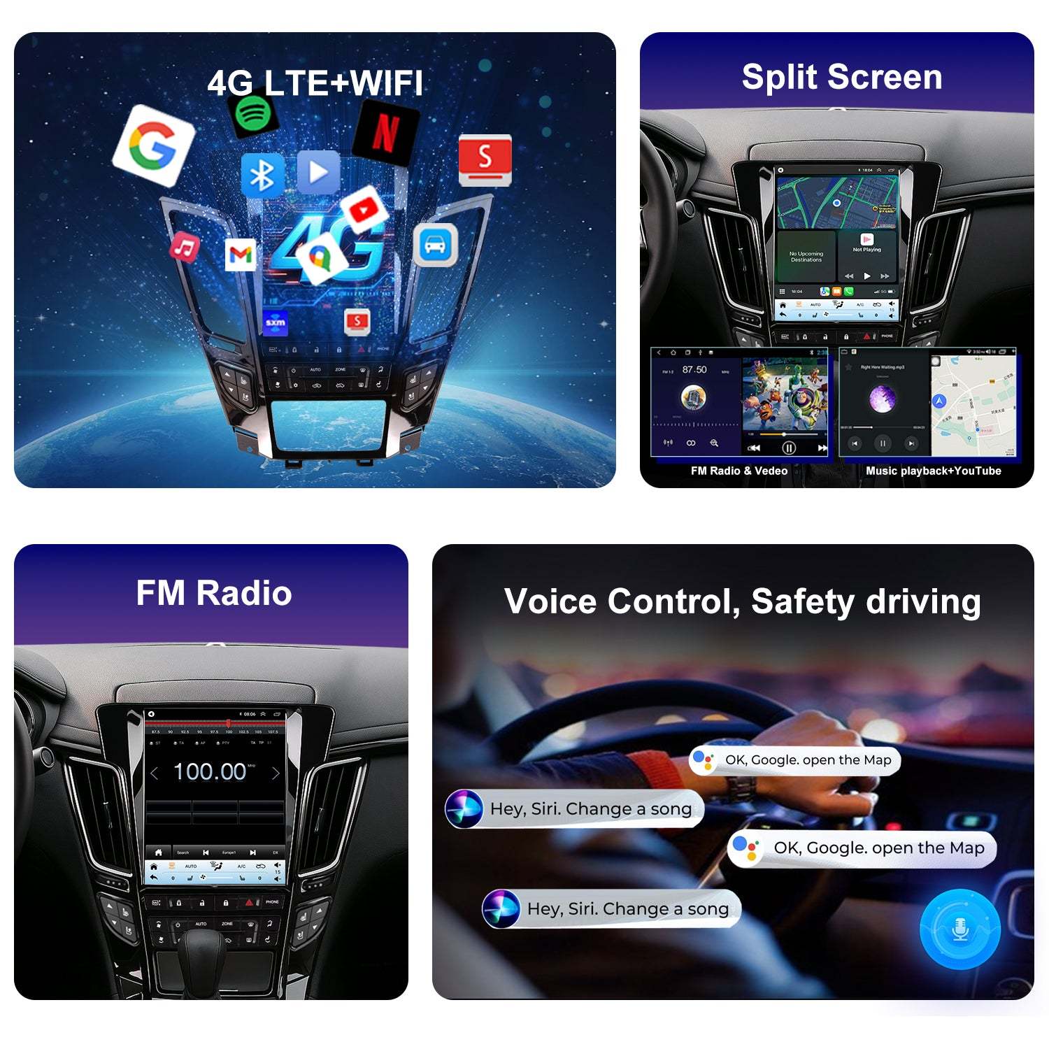 For Cadillac CTS 2008-2014 Radio upgrade,9.7-inch QLED 8-Core CPU,touch screen Stereo,Wireless CarPlay & Android Auto,keep OEM Controls