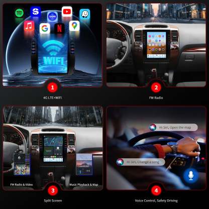 For Lexus GX470 2002-2009 Radio upgrade, 12.1-inch QLED 8-Core CPU,touch screen Stereo,Wireless CarPlay & Android Auto,Free camera