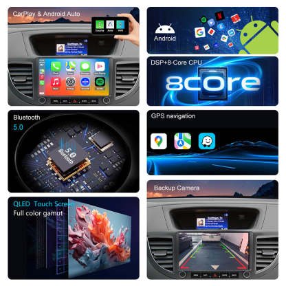 For Honda CRV 2012-2016 Radio upgrade,9-inch QLED 8-Core CPU,touch screen Stereo,Wireless CarPlay & Android Auto,keep OEM Controls