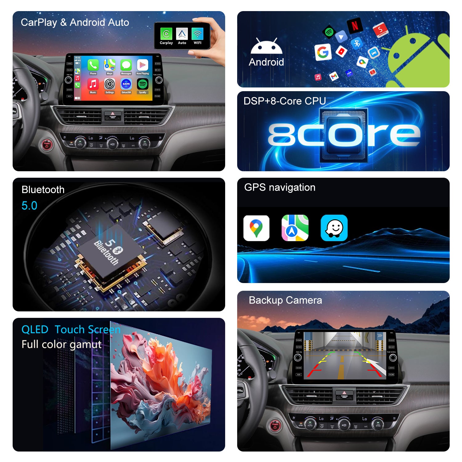 For Honda Accord 10th Gen 2018-2022 Radio upgrade,10.2-inch QLED  8-Core CPU,touch screen Stereo,Wireless CarPlay & Android Auto,keep OEM Controls