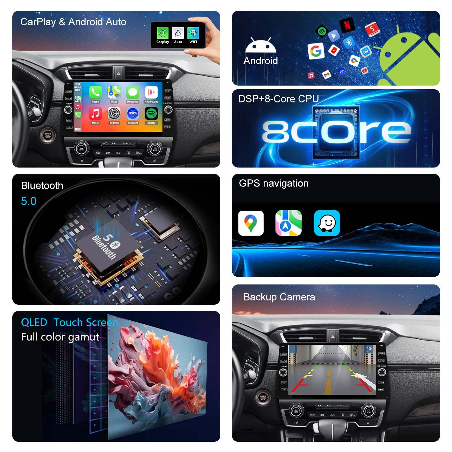 For Honda CRV 2017-2021 Radio upgrade,10.2-inch QLED 8-Core CPU,touch screen Stereo,Wireless CarPlay & Android Auto,keep OEM Controls