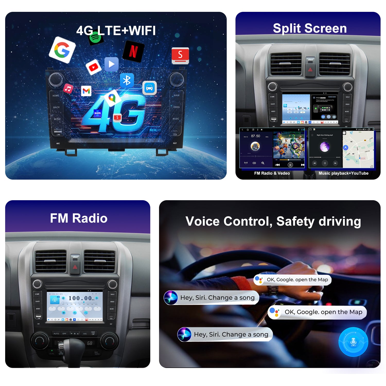 For Honda CRV 2007-2011 Radio upgrade,9-inch QLED 8-Core CPU,touch screen Stereo,Wireless CarPlay & Android Auto,keep OEM Controls