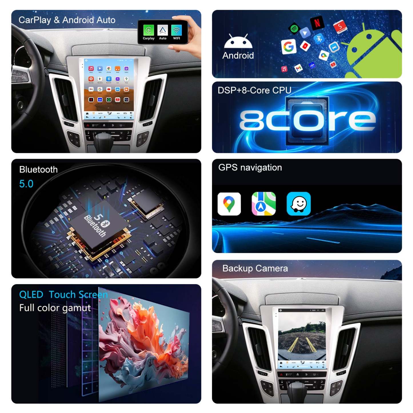 For Cadillac CTS 2008-2014 Radio upgrade,9.7-inch QLED 8-Core CPU,touch screen Stereo,Wireless CarPlay & Android Auto,keep OEM Controls