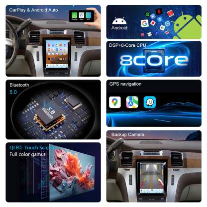 For Cadillac Escalade 2007-2014 Radio upgrade,9.7-inch QLED 8-Core CPU,touch screen Stereo,Wireless CarPlay & Android Auto,keep OEM Controls