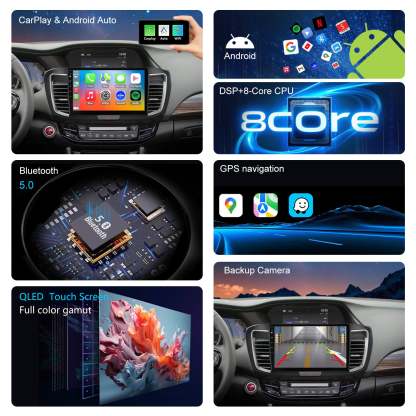 For Honda Accord 2013-2017 Radio upgrade,10.1-inch QLED  8-Core CPU,touch screen Stereo,Wireless CarPlay & Android Auto,keep OEM Controls