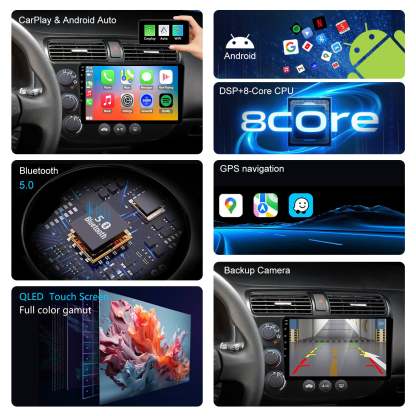 For Honda Civic 2001-2005 Radio upgrade,10.2-inch QLED  8-Core CPU,touch screen Stereo,Wireless CarPlay & Android Auto,keep OEM Controls