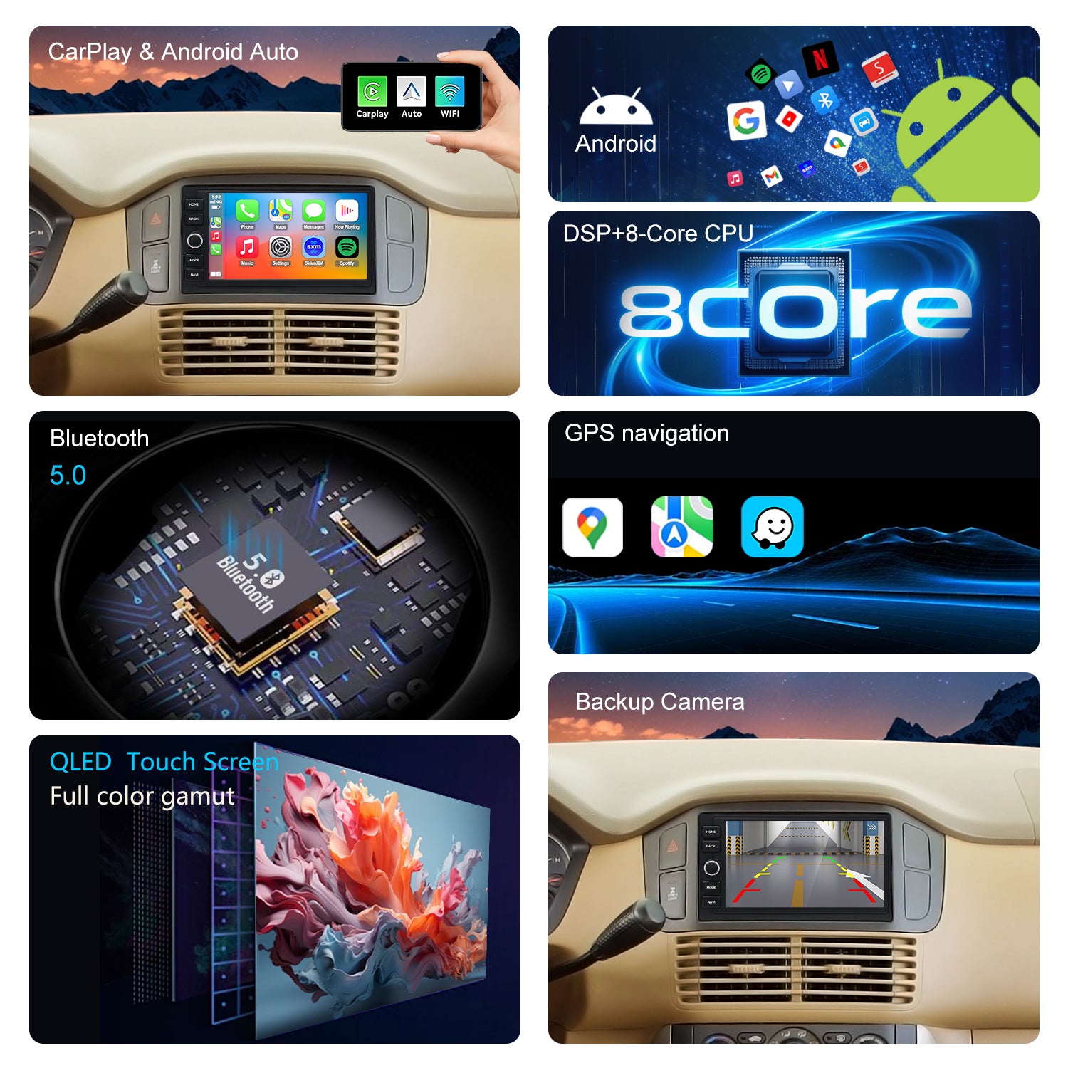 For Honda Pilot 2003-2008 Radio upgrade,7-inch QLED 8-Core CPU,touch screen Stereo,Wireless CarPlay & Android Auto,keep OEM Controls