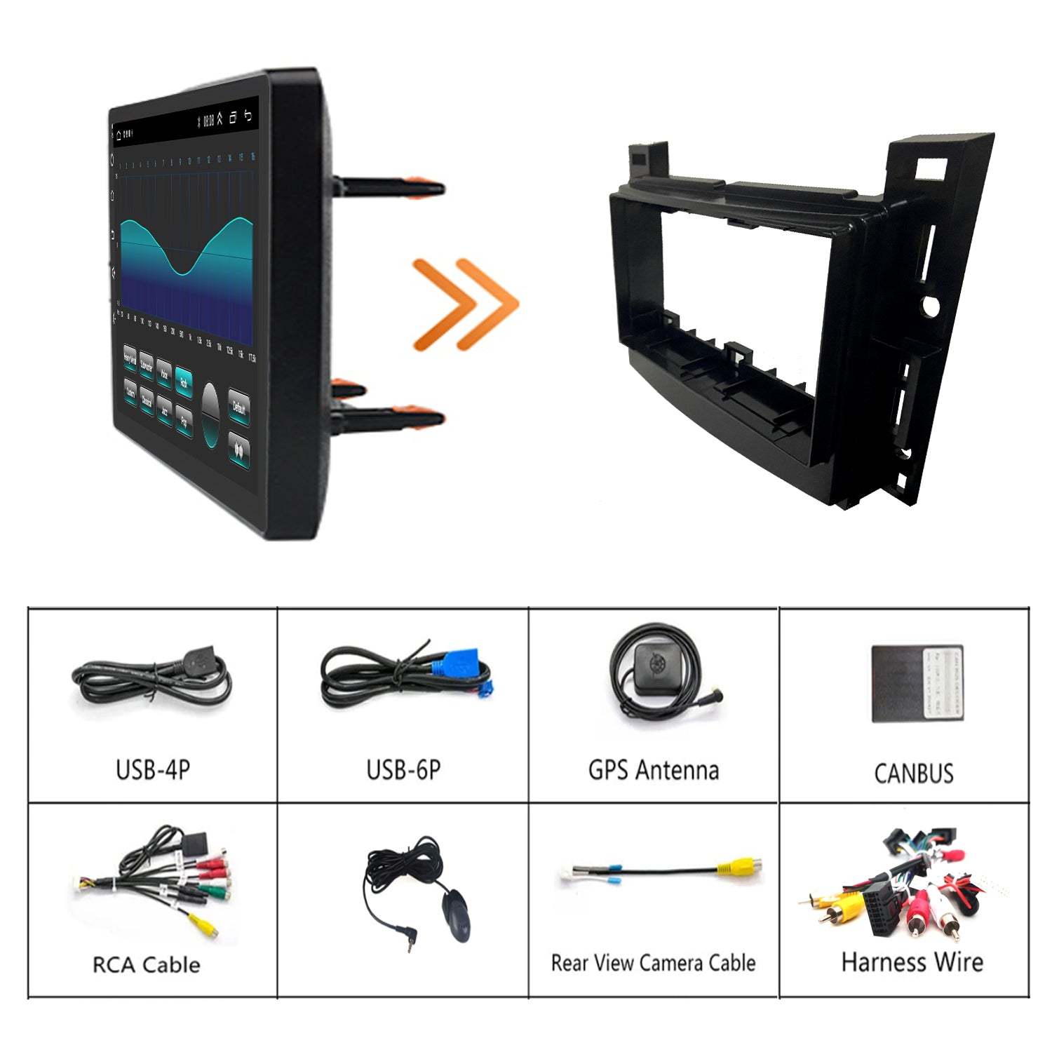 For Buick Lucerne 2006-2011 Radio upgrade,10.1-inch QLED 8-Core CPU,touch screen Stereo,Wireless CarPlay & Android Auto,keep OEM Controls