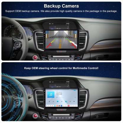 For Honda Accord 2013-2017 Radio upgrade,10.1-inch QLED  8-Core CPU,touch screen Stereo,Wireless CarPlay & Android Auto,keep OEM Controls