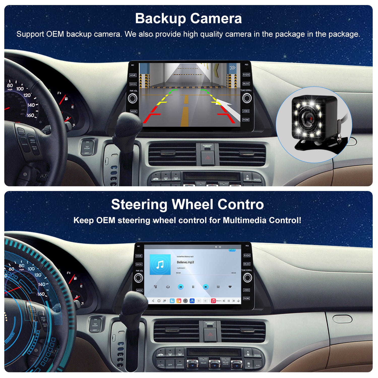 For Honda Odyssey 2004-2010 Radio upgrade,10.2-inch QLED 8-Core CPU,touch screen Stereo,Wireless CarPlay & Android Auto,keep OEM Controls