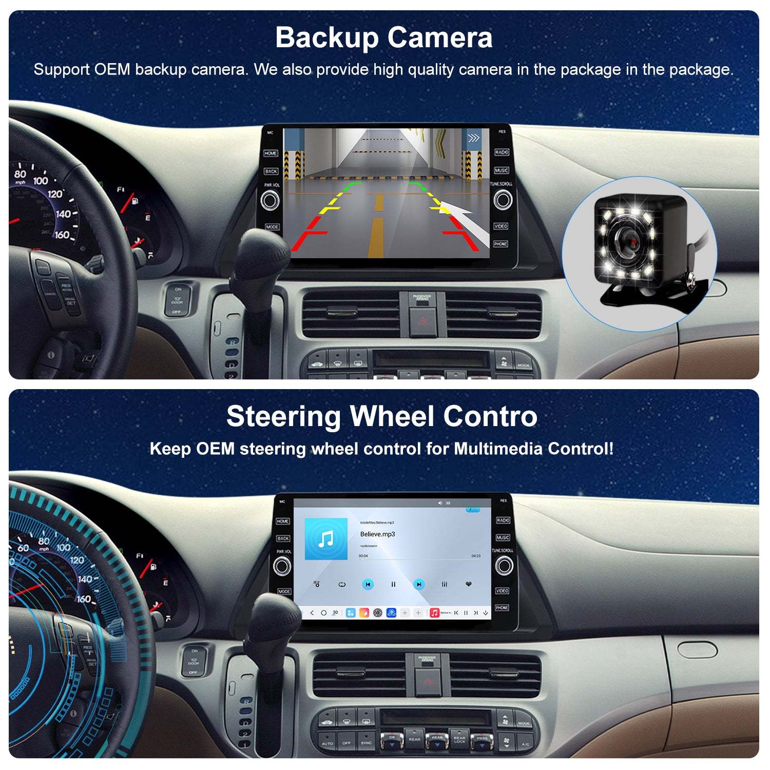 For Honda Odyssey 2004-2010 Radio upgrade,10.2-inch QLED 8-Core CPU,touch screen Stereo,Wireless CarPlay & Android Auto,keep OEM Controls