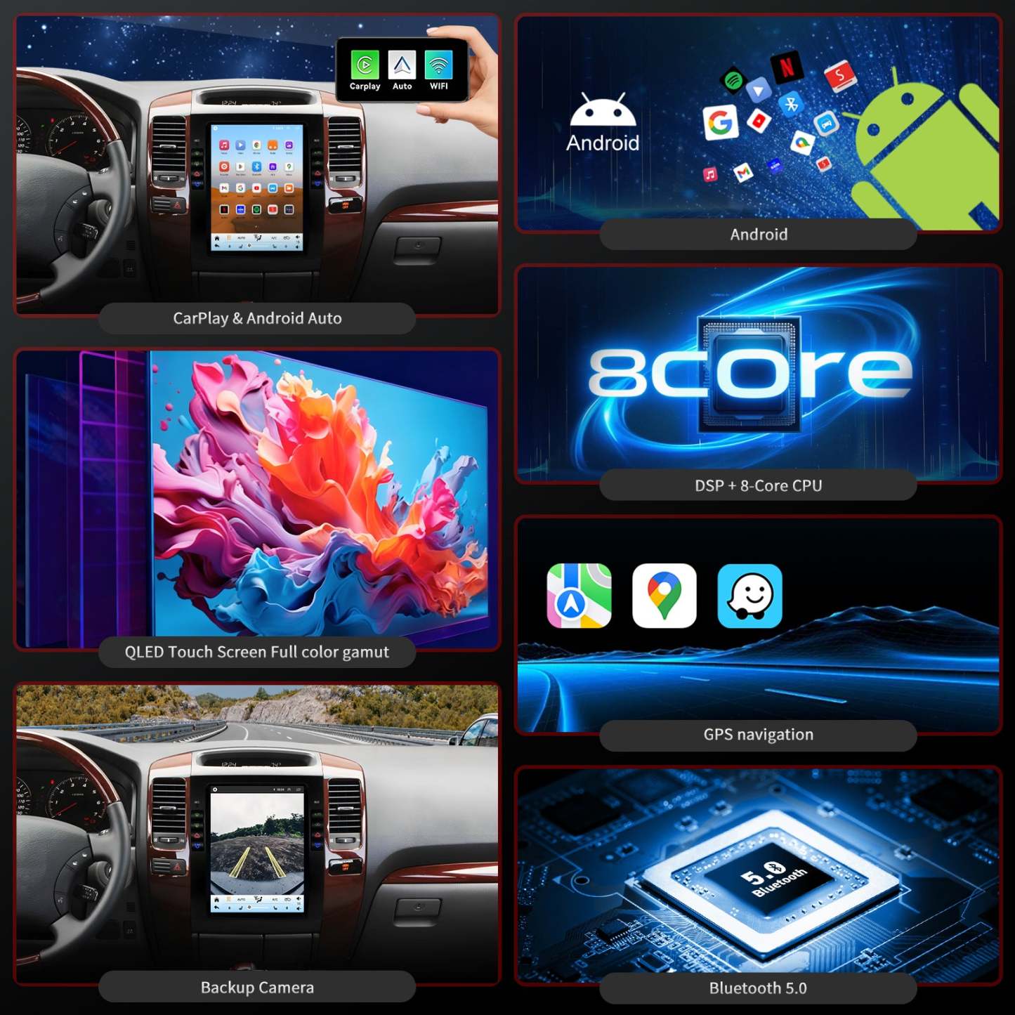 For Lexus GX470 2002-2009 Radio upgrade, 12.1-inch QLED 8-Core CPU,touch screen Stereo,Wireless CarPlay & Android Auto,Free camera