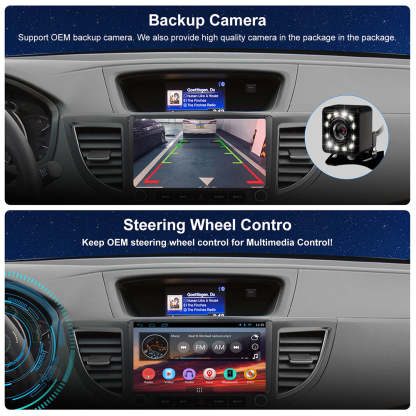 For Honda CRV 2012-2016 Radio upgrade,9-inch QLED 8-Core CPU,touch screen Stereo,Wireless CarPlay & Android Auto,keep OEM Controls