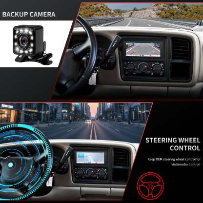 For Cadillac Escalade EXT 2002 Radio upgrade,6.8-inch QLED 8-Core CPU,touch screen Stereo,Wireless CarPlay & Android Auto,keep OEM Controls