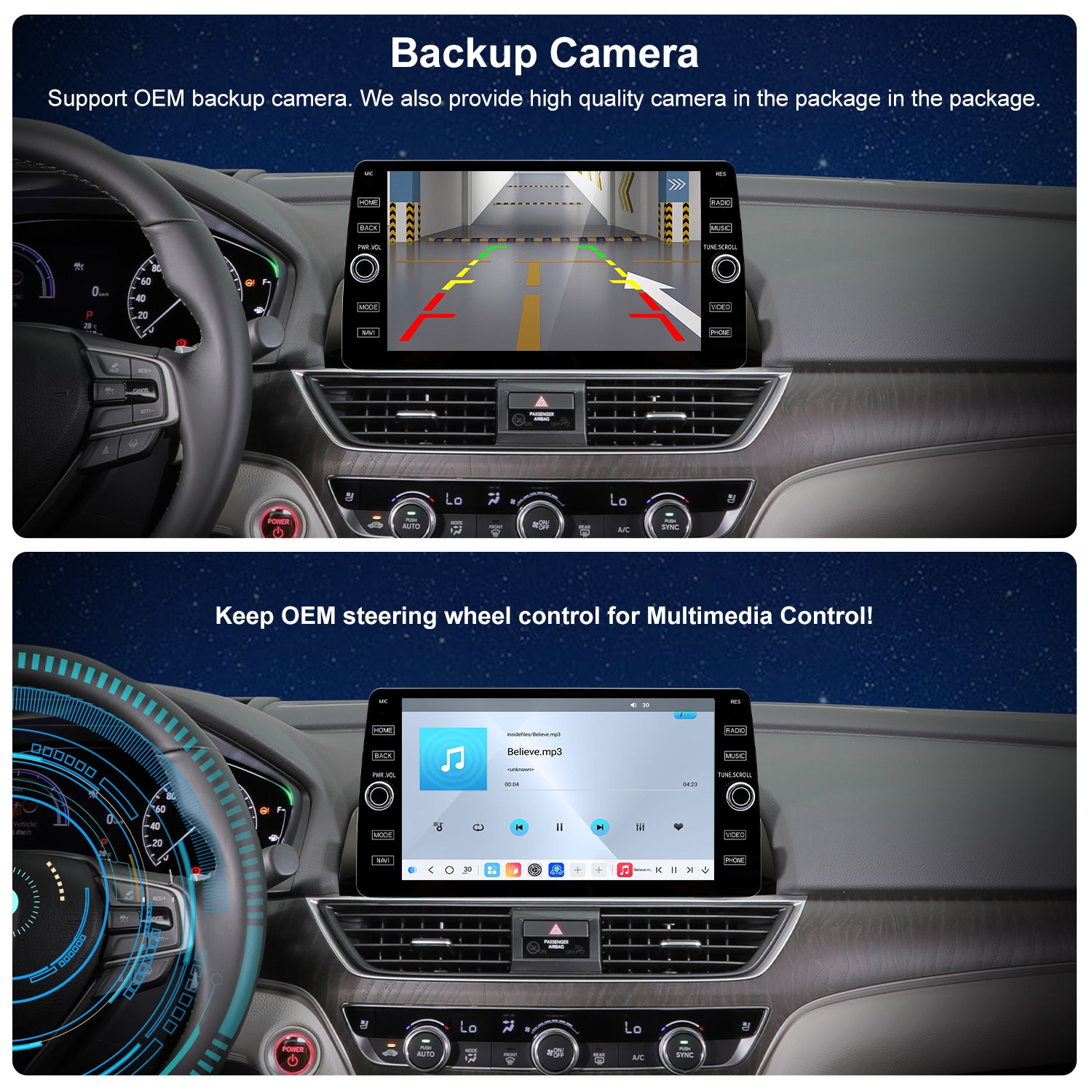 For Honda Accord 10th Gen 2018-2022 Radio upgrade,10.2-inch QLED  8-Core CPU,touch screen Stereo,Wireless CarPlay & Android Auto,keep OEM Controls