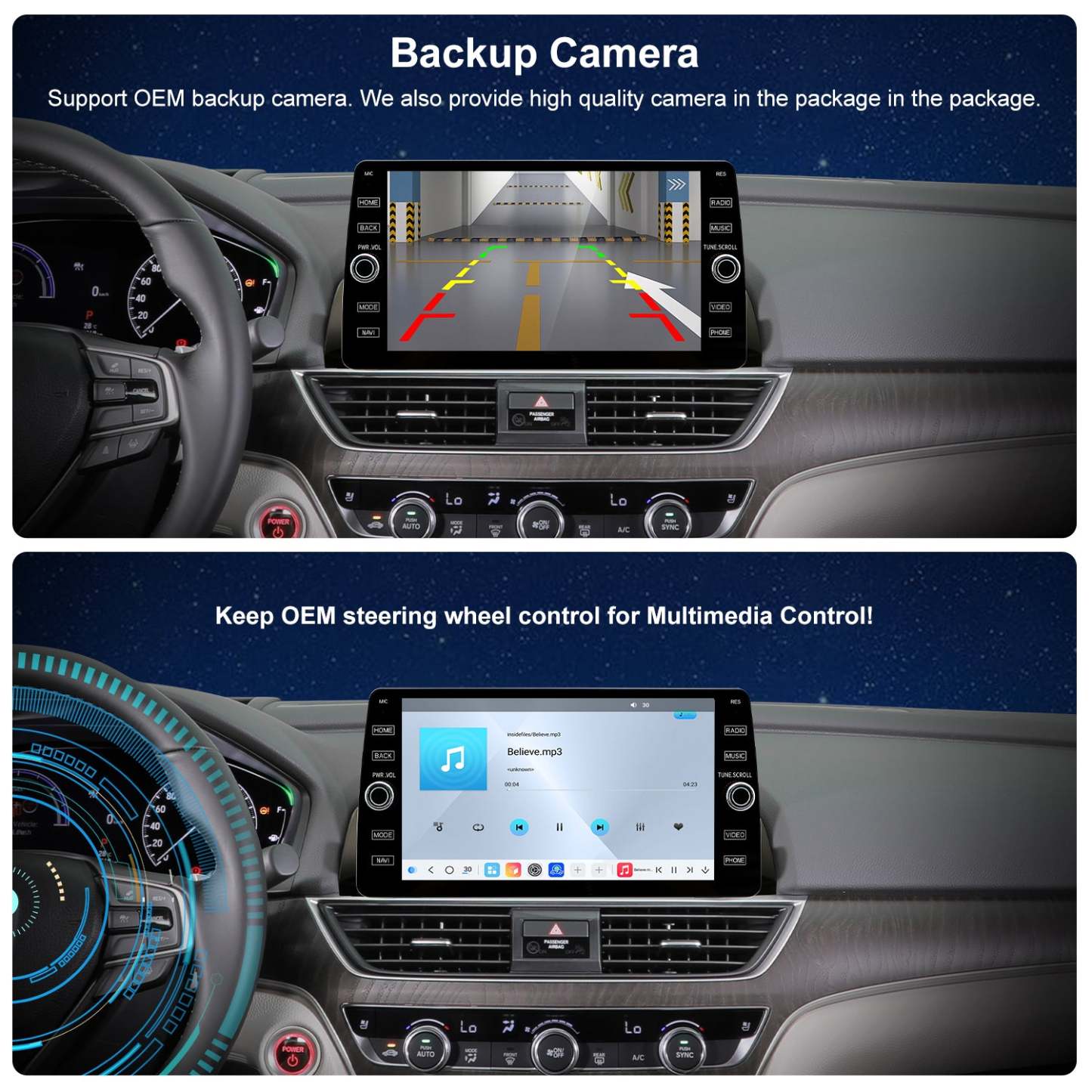 For Honda Accord 10th Gen 2018-2022 Radio upgrade,10.2-inch QLED  8-Core CPU,touch screen Stereo,Wireless CarPlay & Android Auto,keep OEM Controls