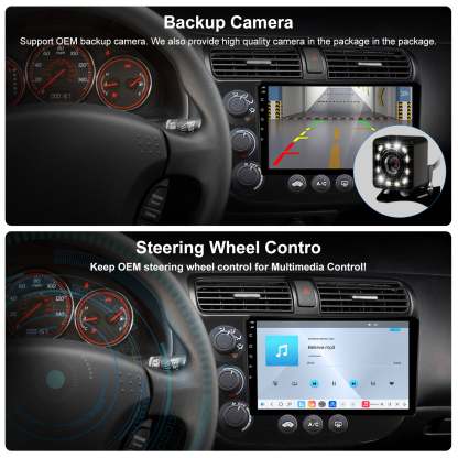 For Honda Civic 2001-2005 Radio upgrade,10.2-inch QLED  8-Core CPU,touch screen Stereo,Wireless CarPlay & Android Auto,keep OEM Controls