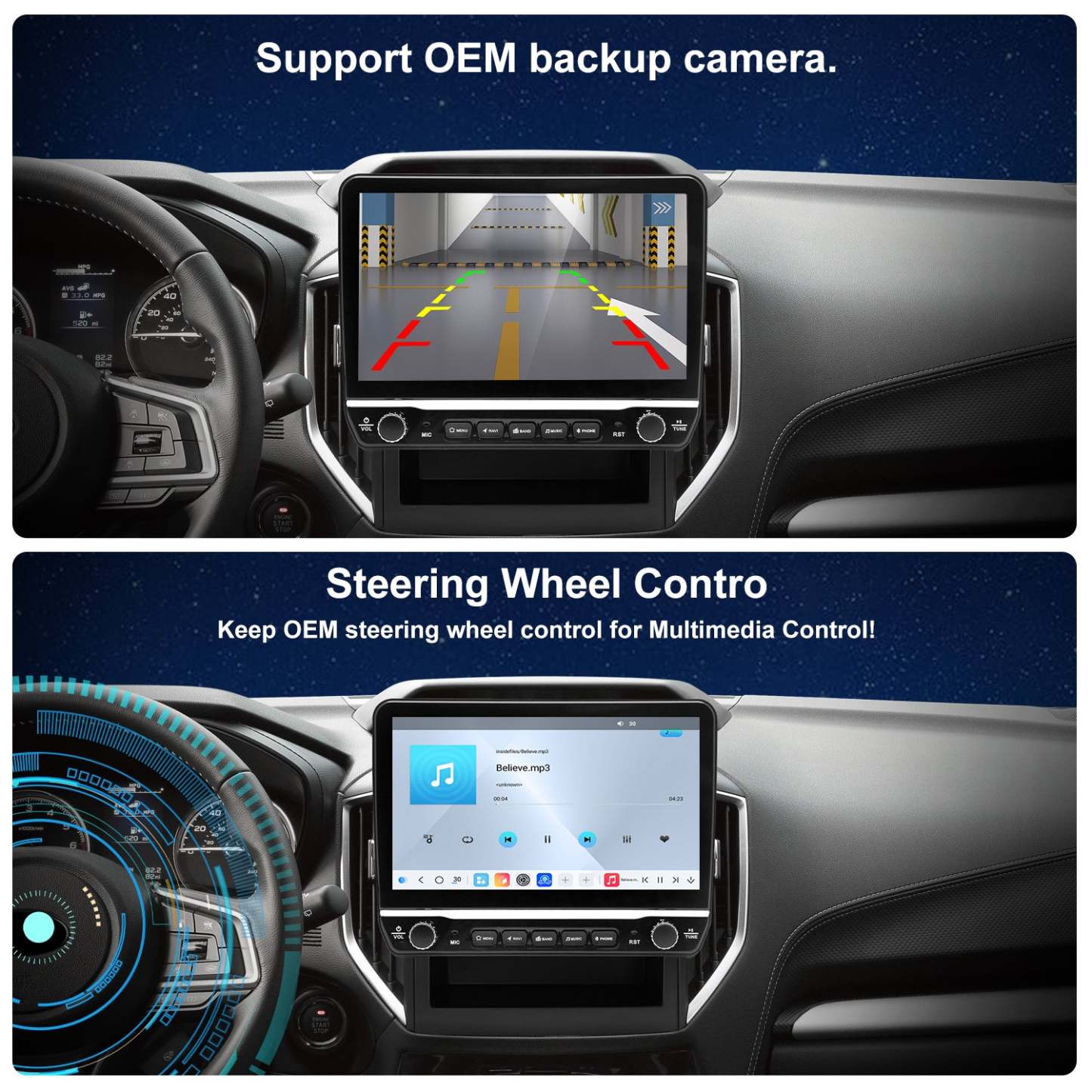 For Subaru Forester 2019-2024 Radio upgrade,10.2-inch QLED  8-Core CPU,touch screen Stereo,Wireless CarPlay & Android Auto,keep OEM Controls