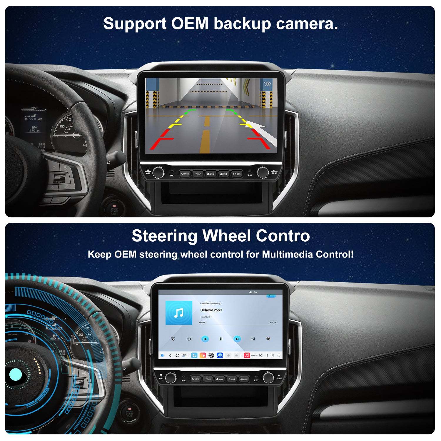 For Subaru Forester 2019-2024 Radio upgrade,10.2-inch QLED  8-Core CPU,touch screen Stereo,Wireless CarPlay & Android Auto,keep OEM Controls