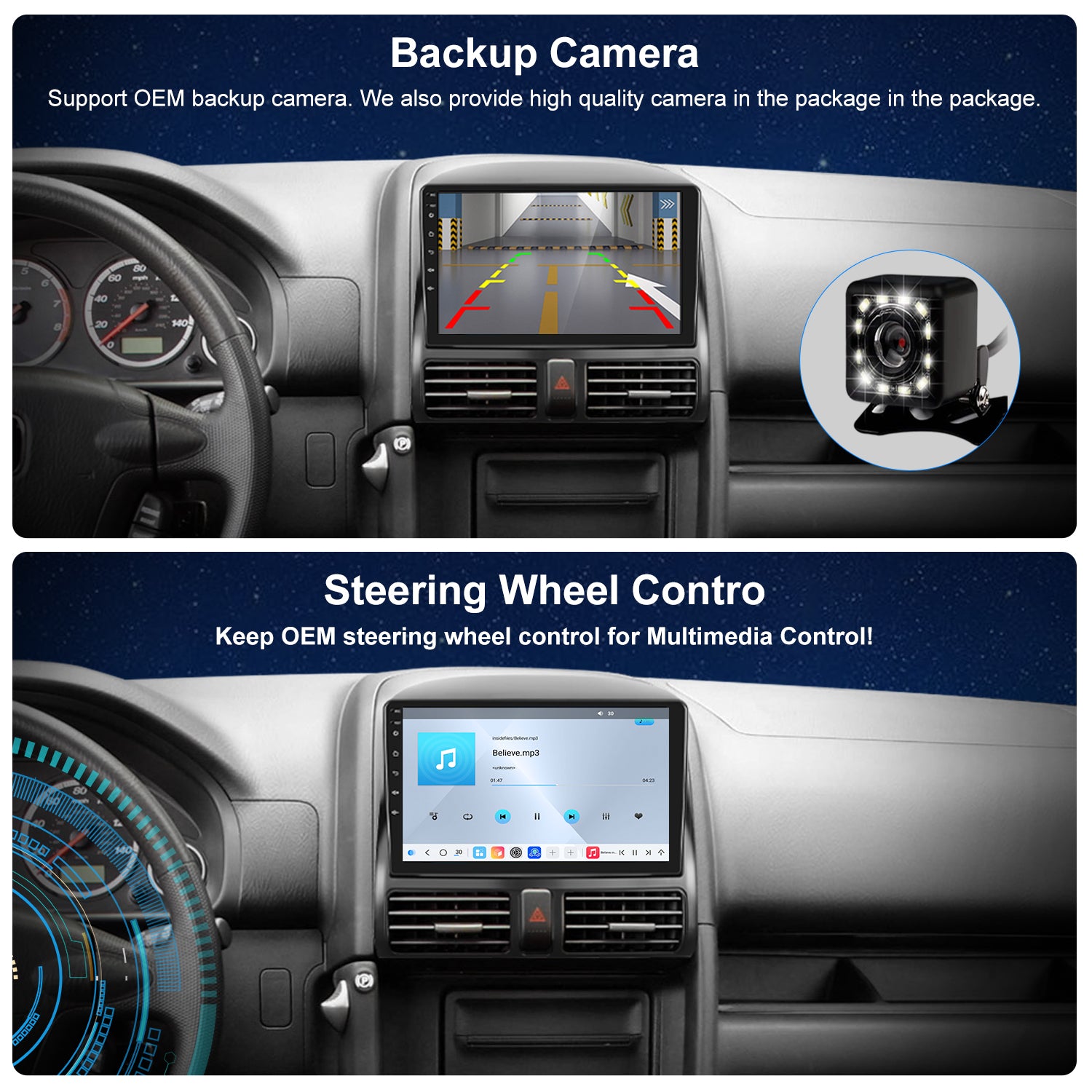 For Honda CRV 2003-2006 Radio upgrade,10.1-inch QLED 8-Core CPU,touch screen Stereo,Wireless CarPlay & Android Auto,keep OEM Controls