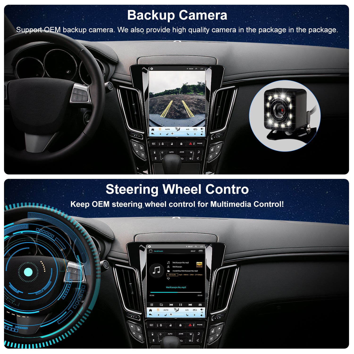 For Cadillac CTS 2008-2014 Radio upgrade,9.7-inch QLED 8-Core CPU,touch screen Stereo,Wireless CarPlay & Android Auto,keep OEM Controls