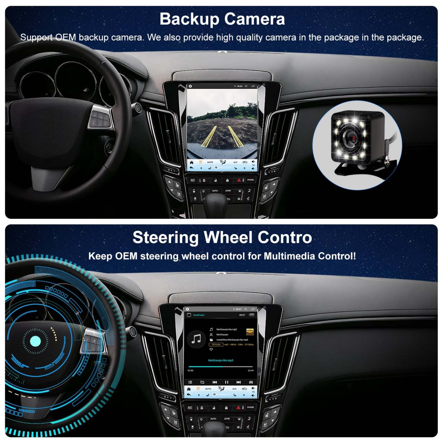 For Cadillac CTS 2008-2014 Radio upgrade,9.7-inch QLED 8-Core CPU,touch screen Stereo,Wireless CarPlay & Android Auto,keep OEM Controls