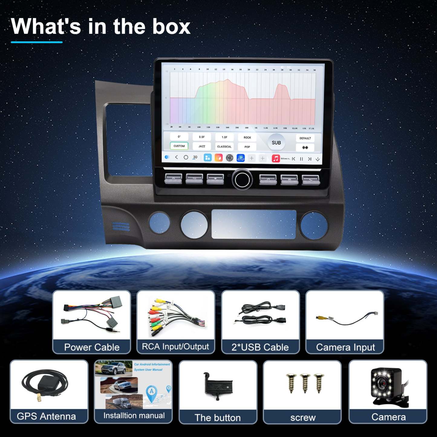 For Honda Civic 2006-2011 Radio upgrade,10.2-inch QLED  8-Core CPU,touch screen Stereo,Wireless CarPlay & Android Auto,keep OEM Controls