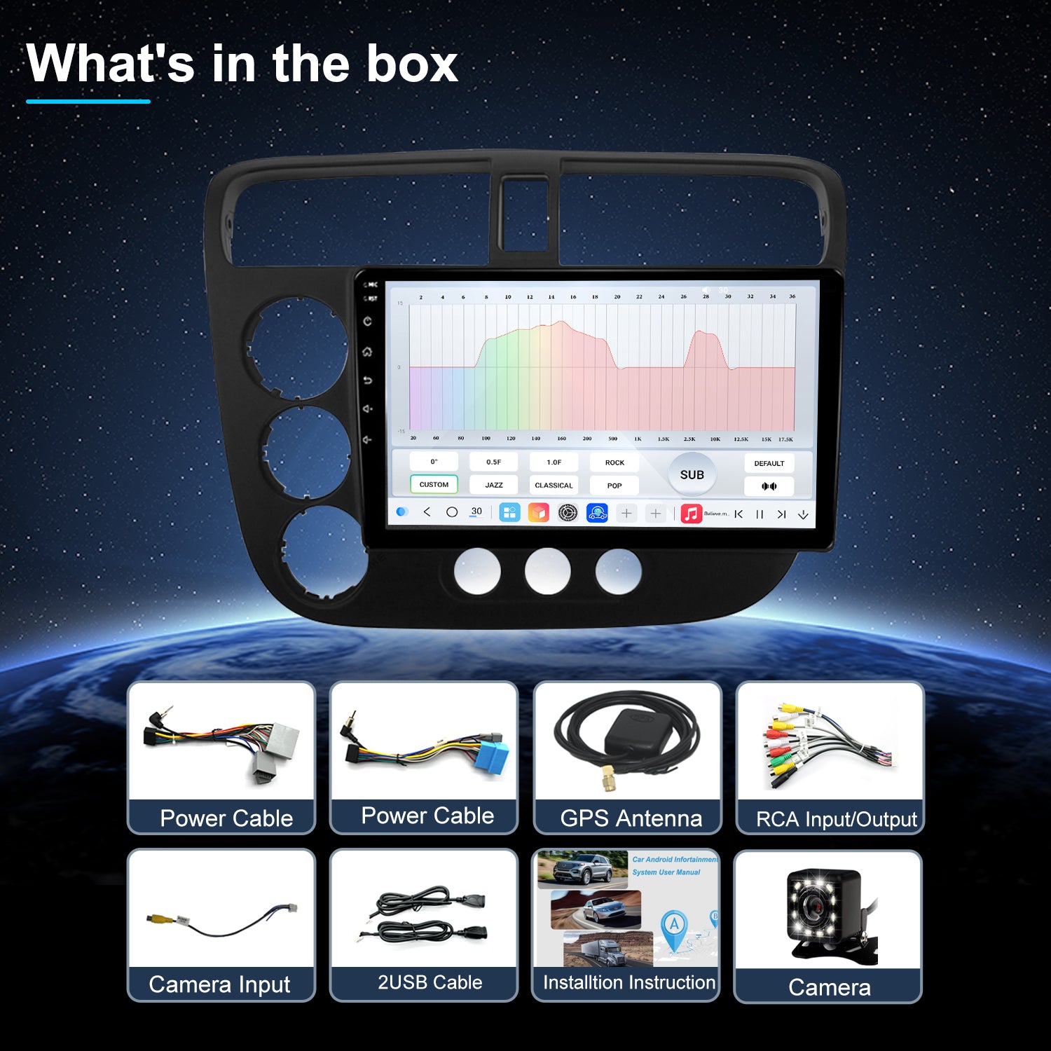 For Honda Civic 2001-2005 Radio upgrade,10.2-inch QLED  8-Core CPU,touch screen Stereo,Wireless CarPlay & Android Auto,keep OEM Controls