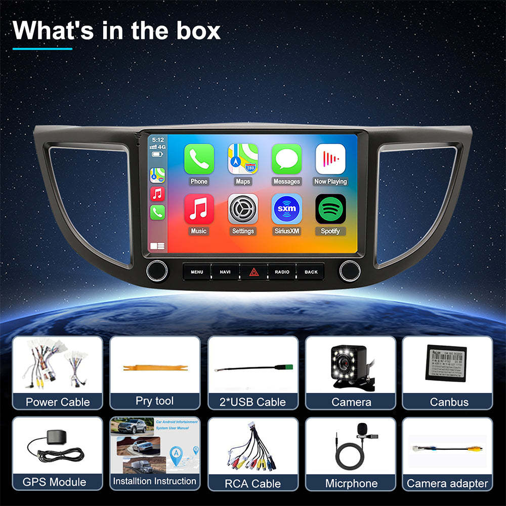 For Honda CRV 2012-2016 Radio upgrade,9-inch QLED 8-Core CPU,touch screen Stereo,Wireless CarPlay & Android Auto,keep OEM Controls