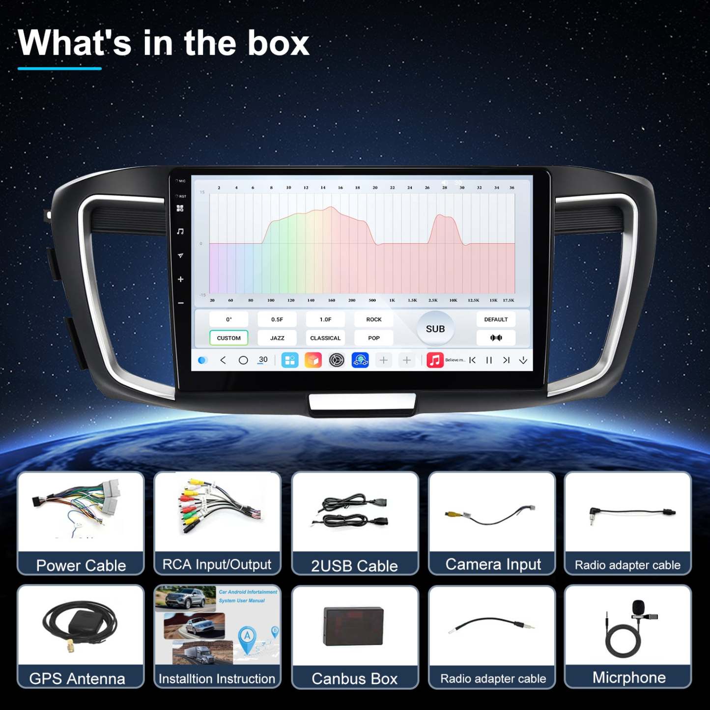 For Honda Accord 2013-2017 Radio upgrade,10.1-inch QLED  8-Core CPU,touch screen Stereo,Wireless CarPlay & Android Auto,keep OEM Controls