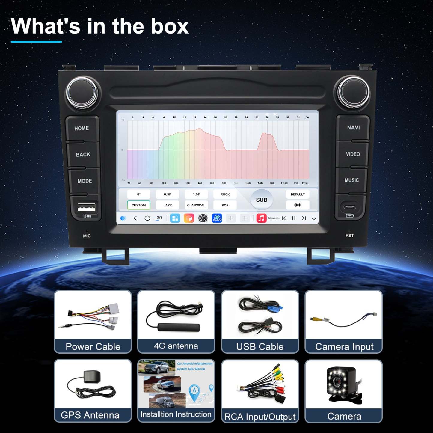 For Honda CRV 2007-2011 Radio upgrade,9-inch QLED 8-Core CPU,touch screen Stereo,Wireless CarPlay & Android Auto,keep OEM Controls