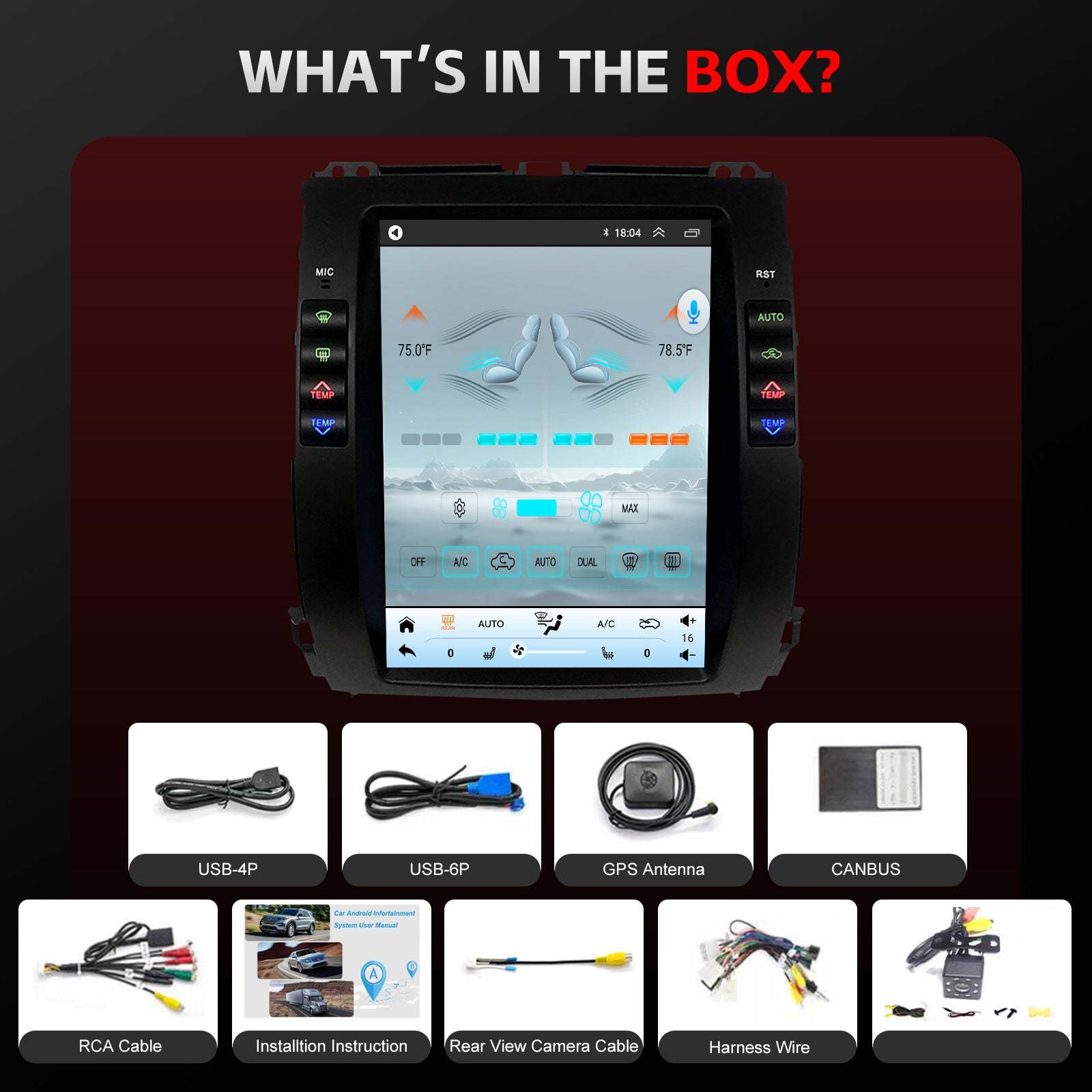 For Lexus GX470 2002-2009 Radio upgrade, 12.1-inch QLED 8-Core CPU,touch screen Stereo,Wireless CarPlay & Android Auto,Free camera