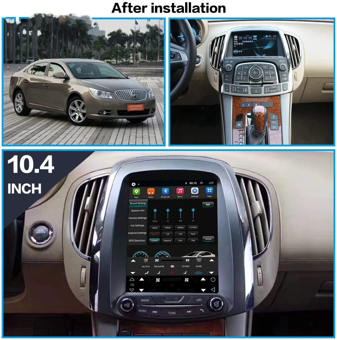 For Buick Lacrosse 2009-2013 Radio upgrade,10.4-inch QLED 8-Core CPU,touch screen Stereo,Wireless CarPlay & Android Auto,keep OEM Controls