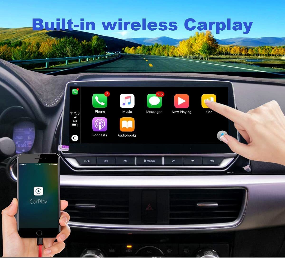 For Mazda CX-5 2013-2015 Radio upgrade,10.25-inch QLED 8-Core CPU,touch screen Stereo,Wireless CarPlay & Android Auto,keep OEM Controls