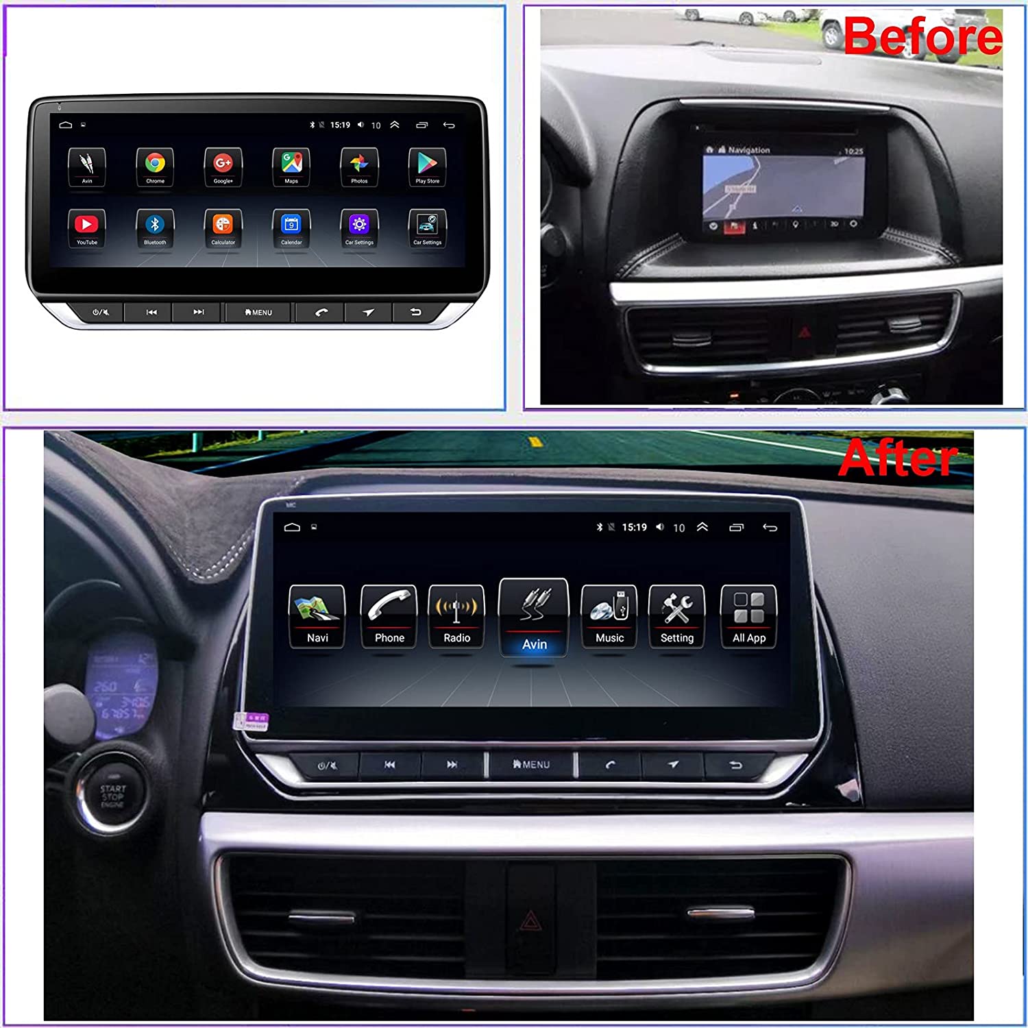 For Mazda CX-5 2013-2015 Radio upgrade,10.25-inch QLED 8-Core CPU,touch screen Stereo,Wireless CarPlay & Android Auto,keep OEM Controls