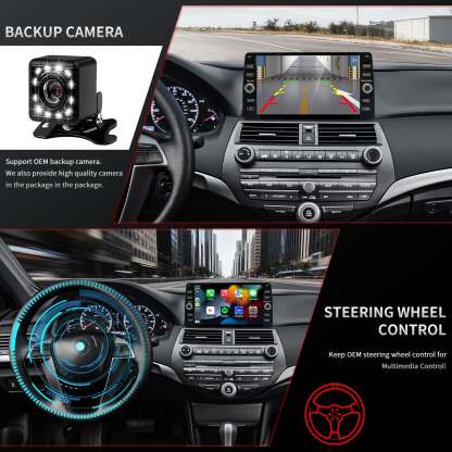 For Honda Accord 2008-2012 Radio upgrade,10.2-inch QLED  8-Core CPU,touch screen Stereo,Wireless CarPlay & Android Auto,keep OEM Controls