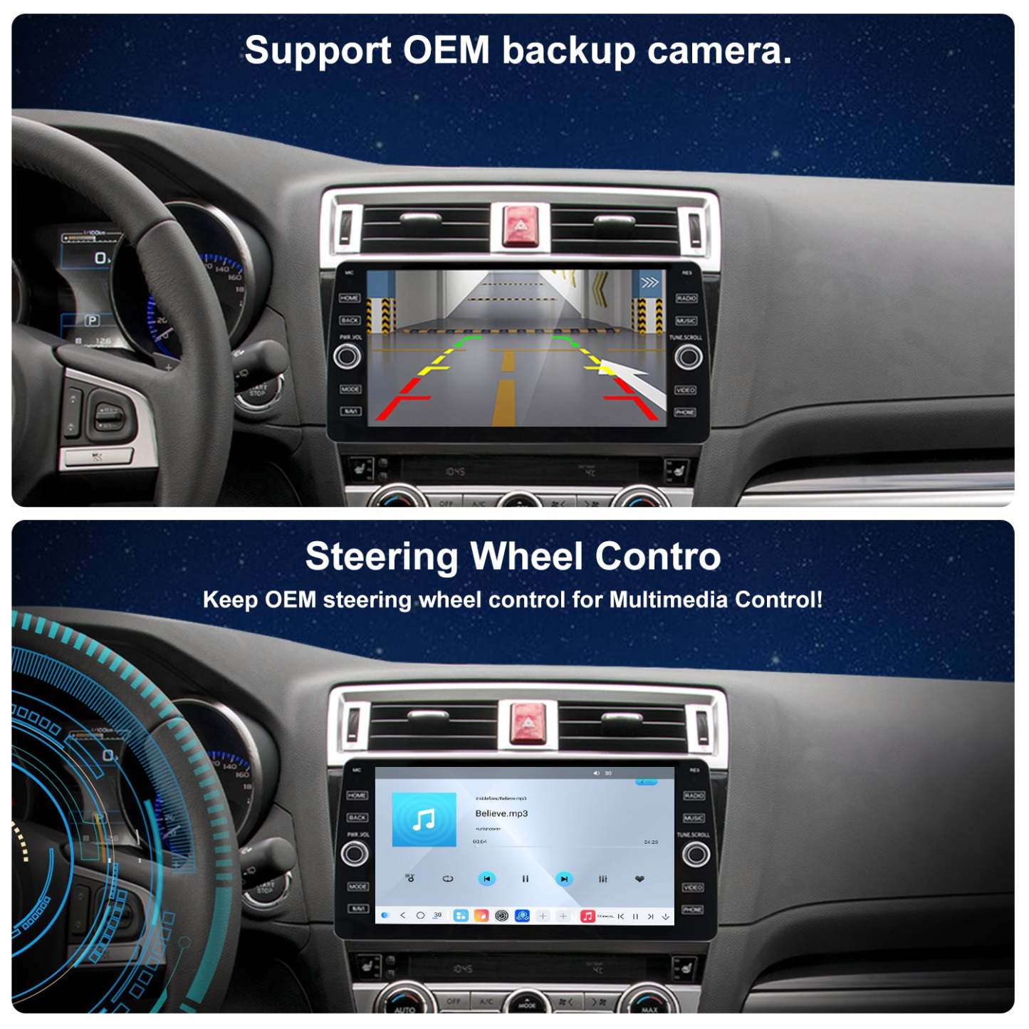 For Subaru Outback 2015-2019 Radio upgrade,10.2-inch QLED  8-Core CPU,touch screen Stereo,Wireless CarPlay & Android Auto,keep OEM Controls