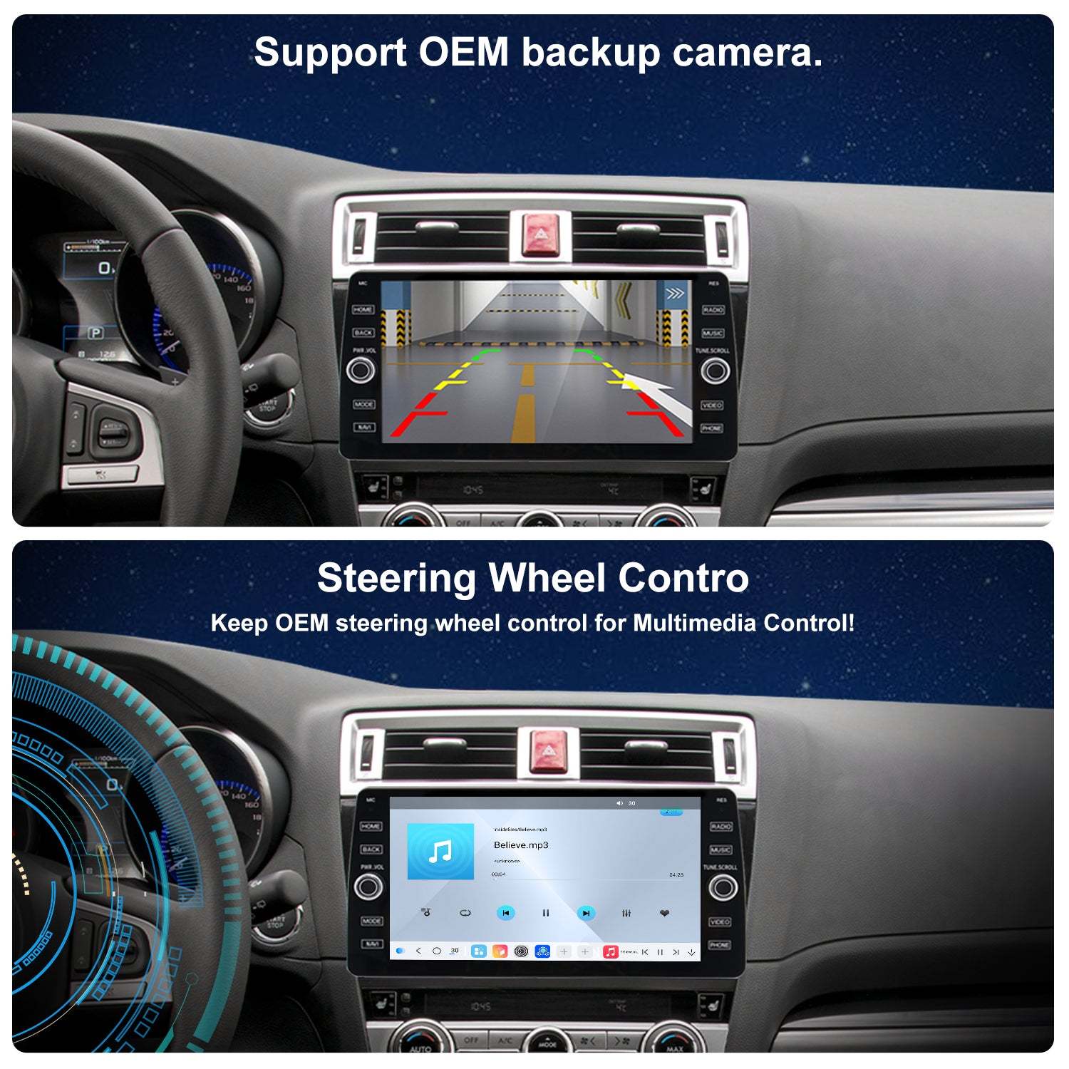 For Subaru Outback 2015-2019 Radio upgrade,10.2-inch QLED  8-Core CPU,touch screen Stereo,Wireless CarPlay & Android Auto,keep OEM Controls