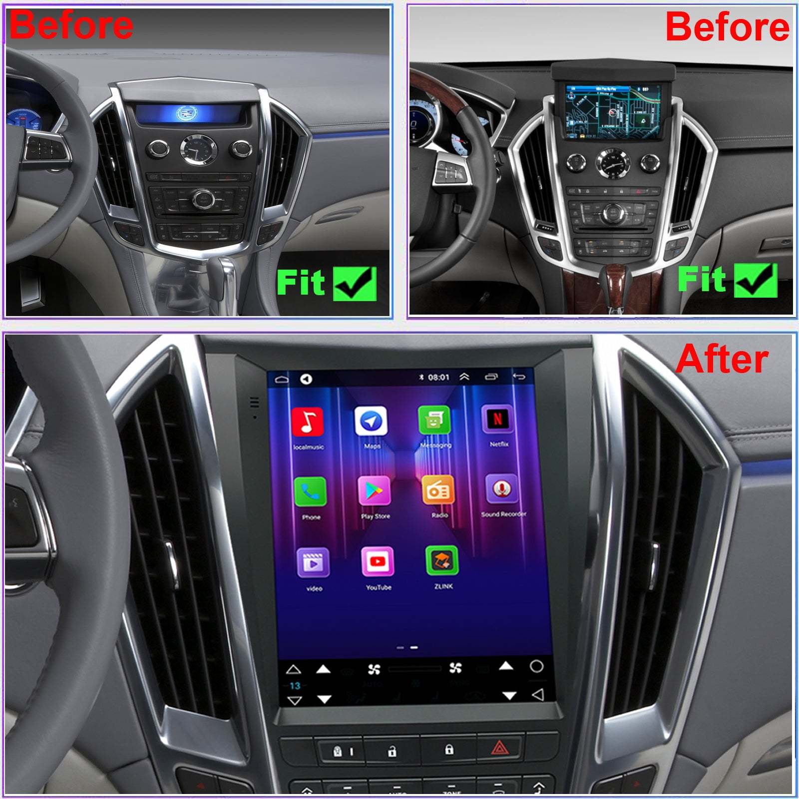 For Cadillac SRX 2010-2012 Radio upgrade,9.7-inch QLED 8-Core CPU,touch screen Stereo,Wireless CarPlay & Android Auto,keep OEM Controls