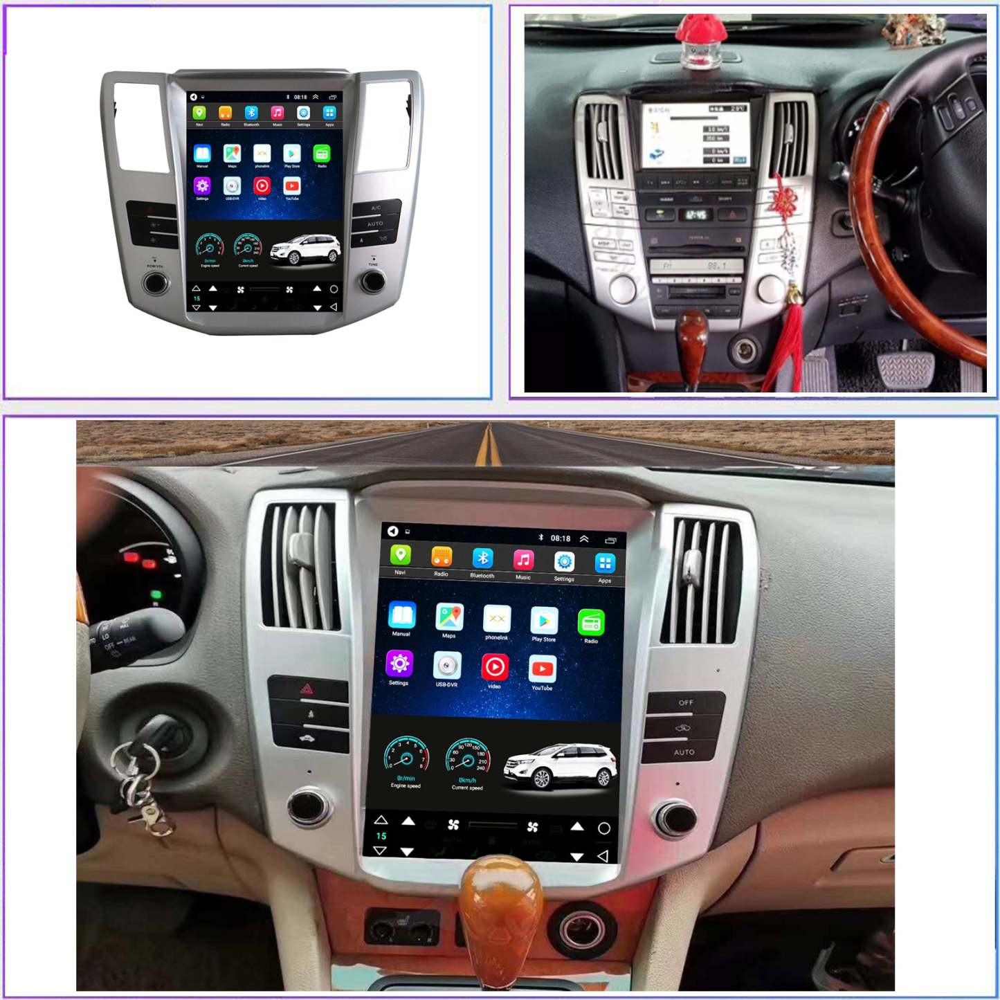 For Lexus RX 2004-2007 Radio upgrade,12.8-inch QLED 8-Core CPU,touch screen Stereo,Wireless CarPlay & Android Auto,keep OEM Controls