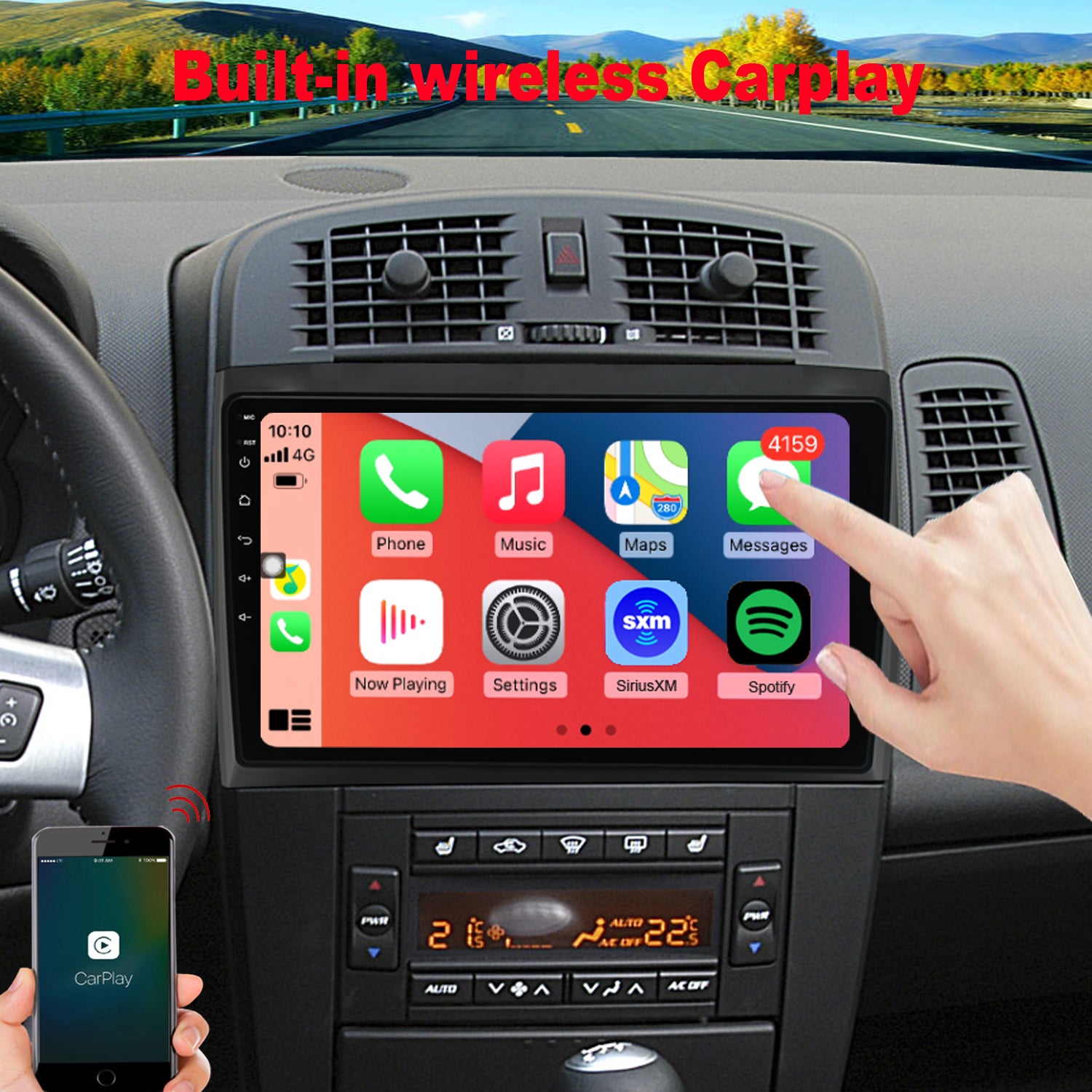 For Cadillac SRX 2003-2007 Radio upgrade,9-inch QLED 8-Core CPU,touch screen Stereo,Wireless CarPlay & Android Auto,keep OEM Controls