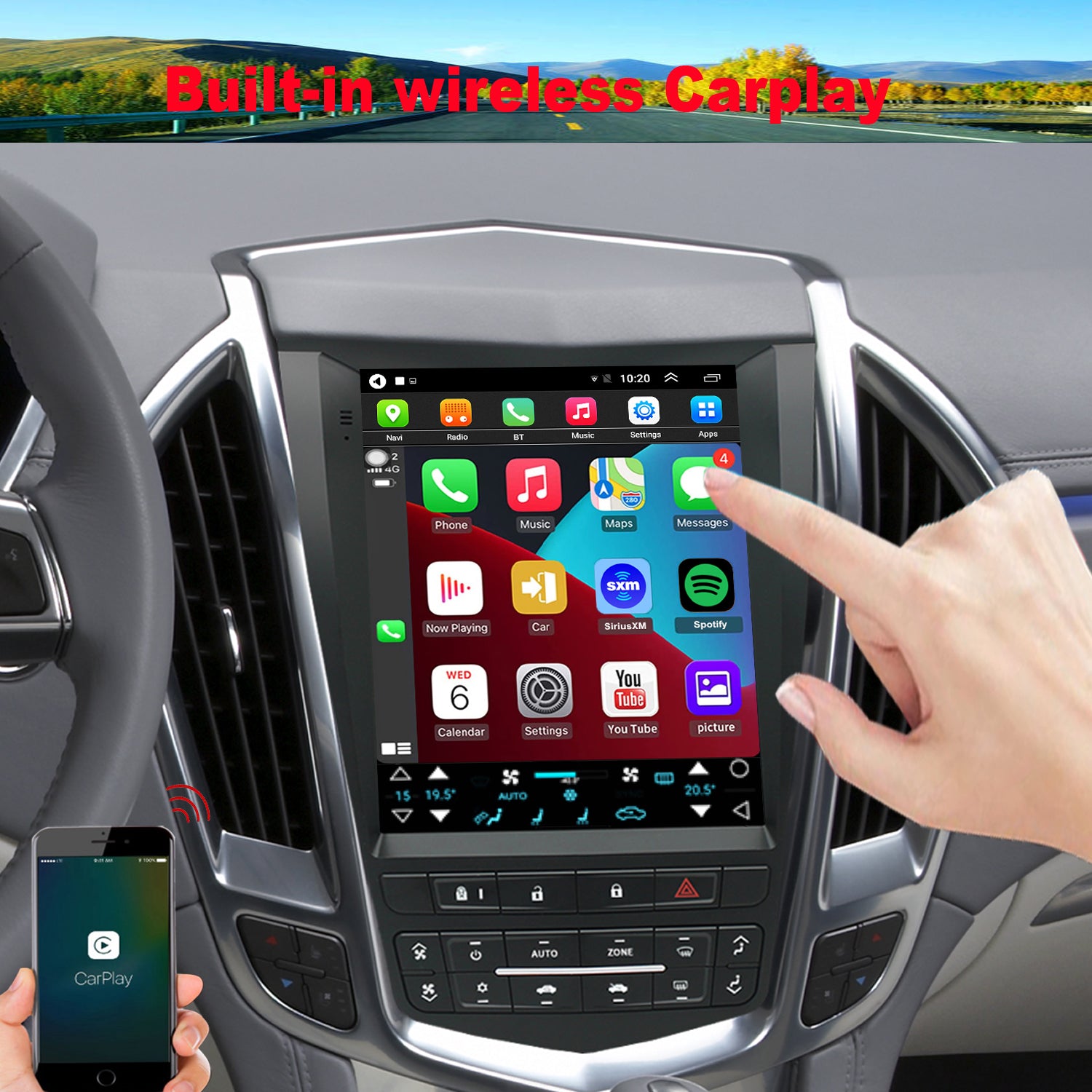 For Cadillac SRX 2010-2012 Radio upgrade,9.7-inch QLED 8-Core CPU,touch screen Stereo,Wireless CarPlay & Android Auto,keep OEM Controls