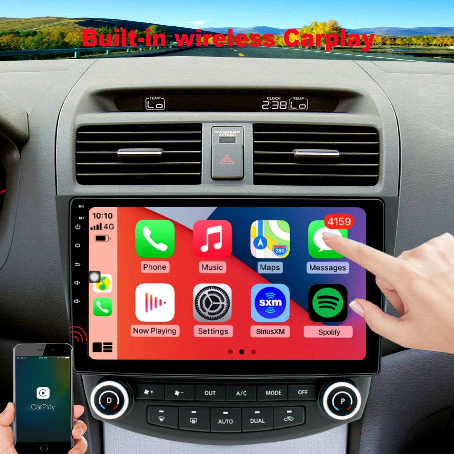 For Honda Accord 7th Gen 2003-2007 Radio upgrade,10.1-inch QLED 8-Core CPU,touch screen Stereo,Wireless CarPlay & Android Auto,keep OEM Controls