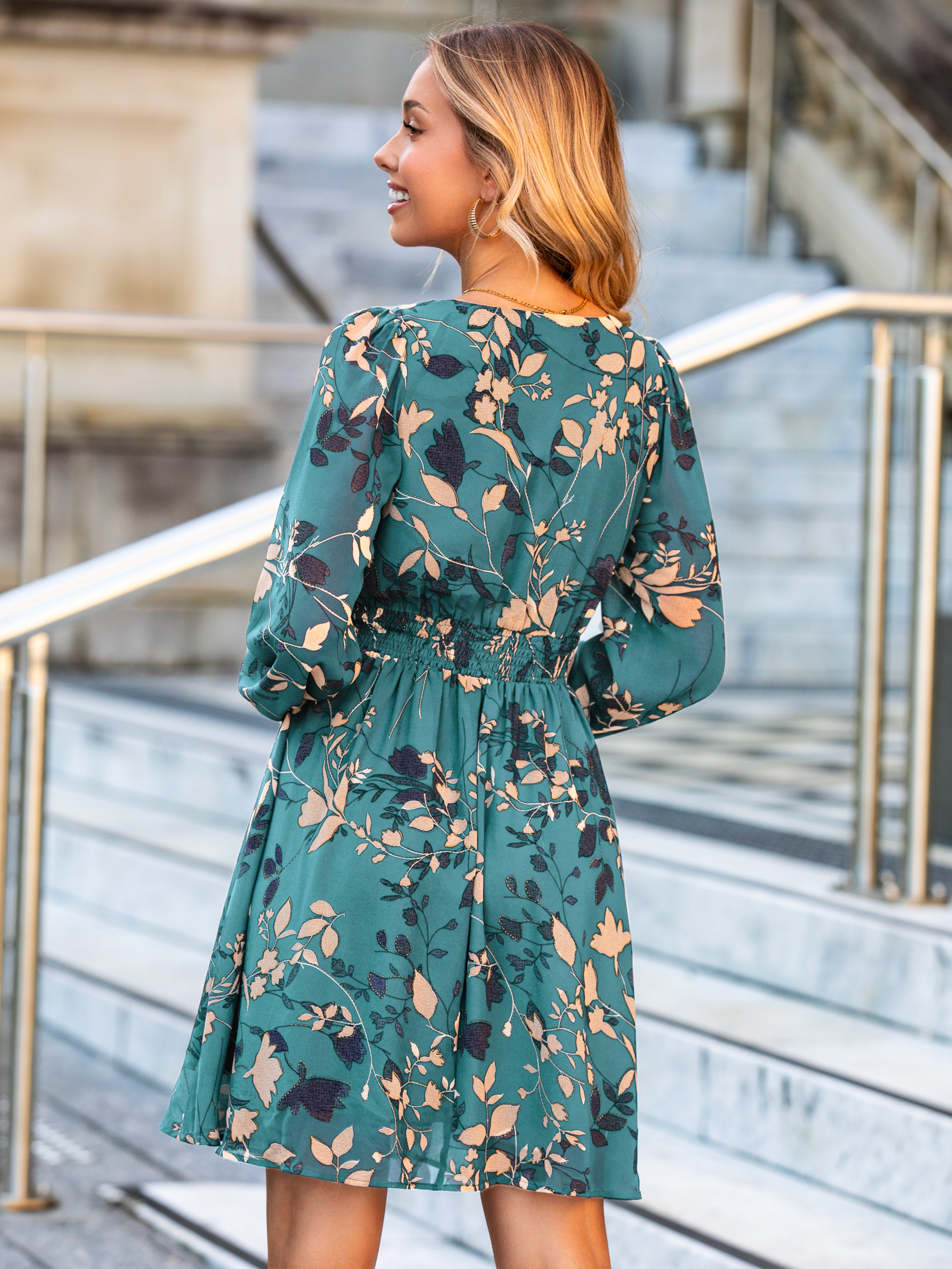 Boho Flowy Floral Chiffon Wedding Guest Mini Dress