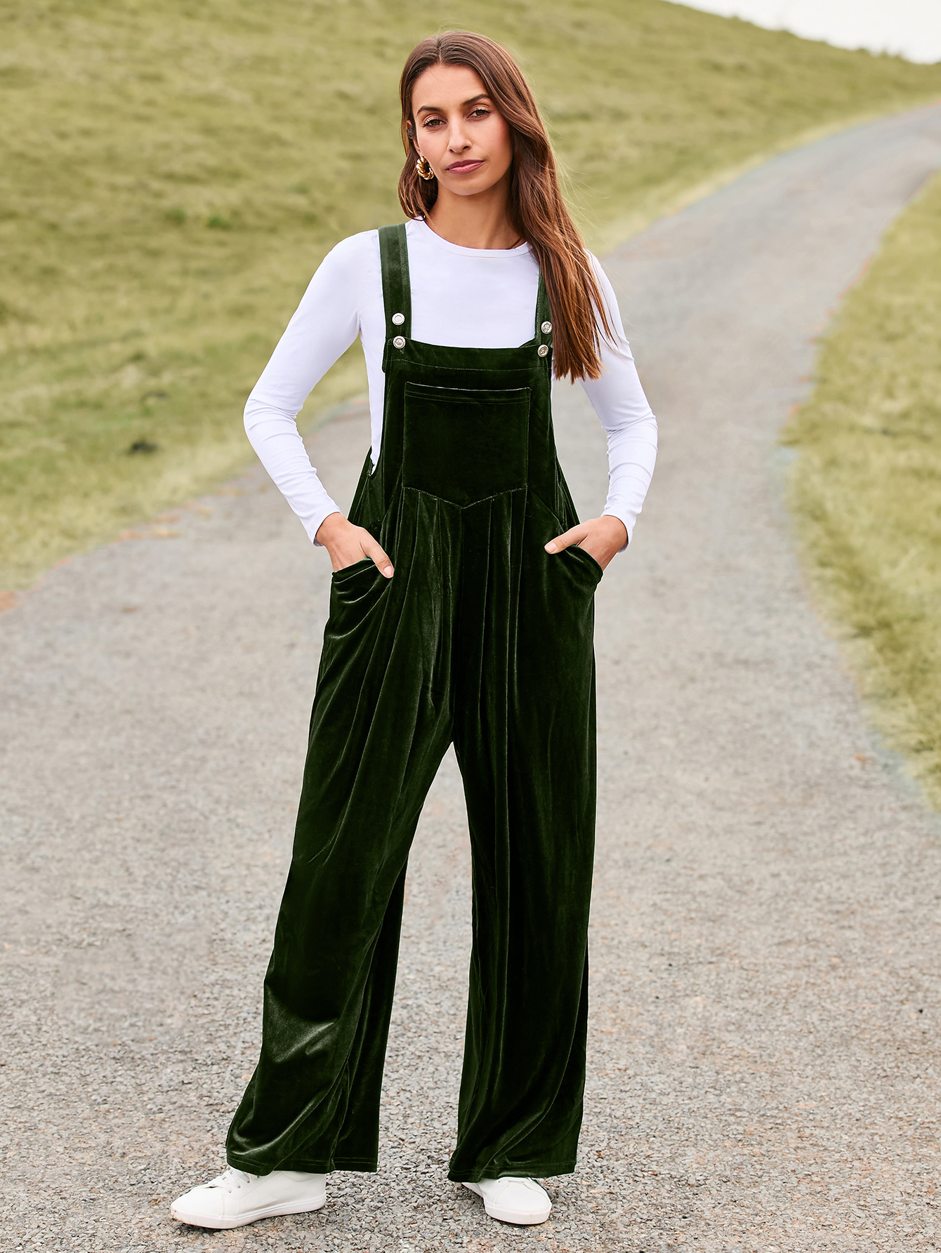 Velvet Sleeveless Square Neck Wide Leg Jumpsuit