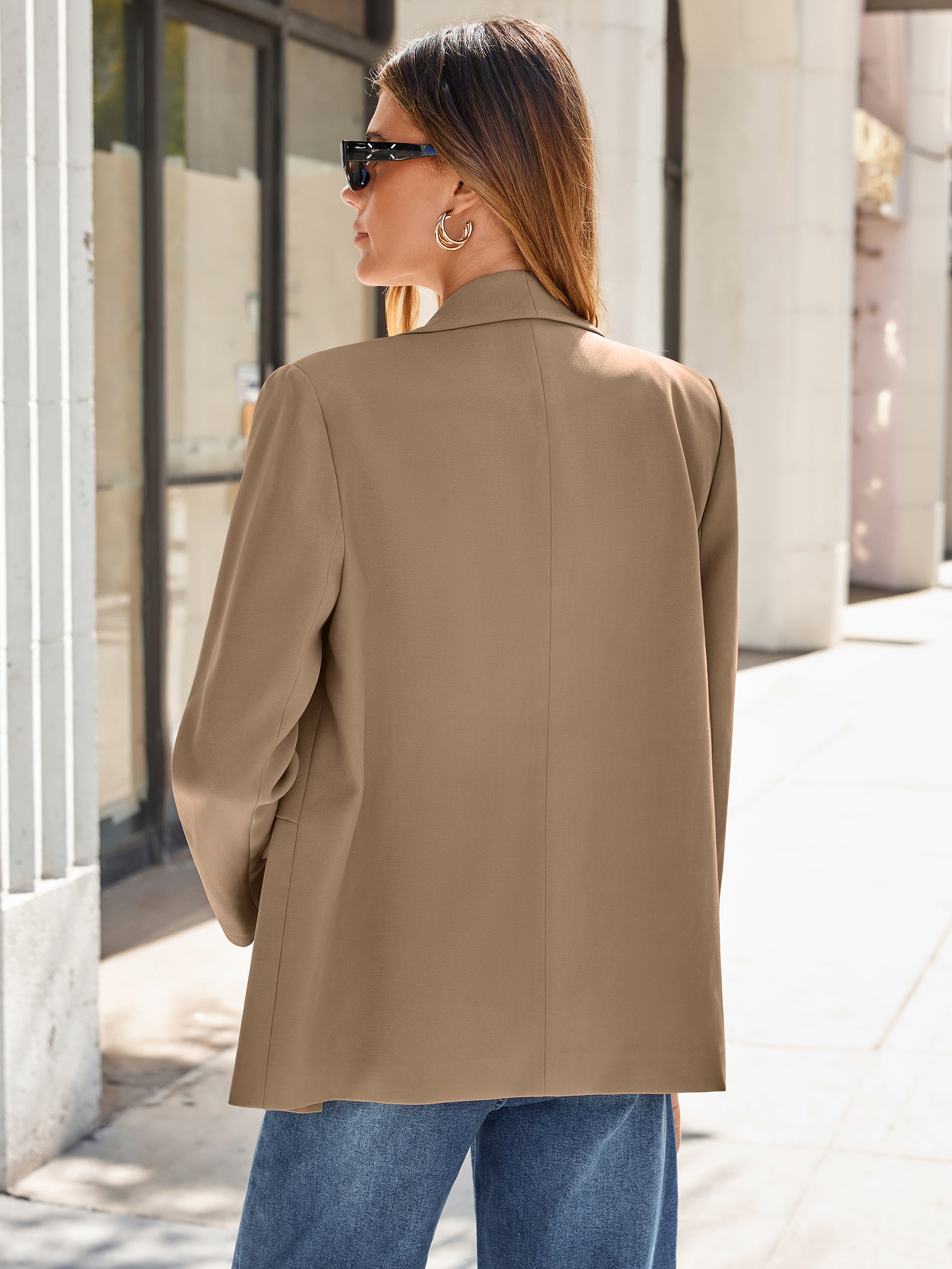 Shawl Lapel Open-Front Business Casual Blazer