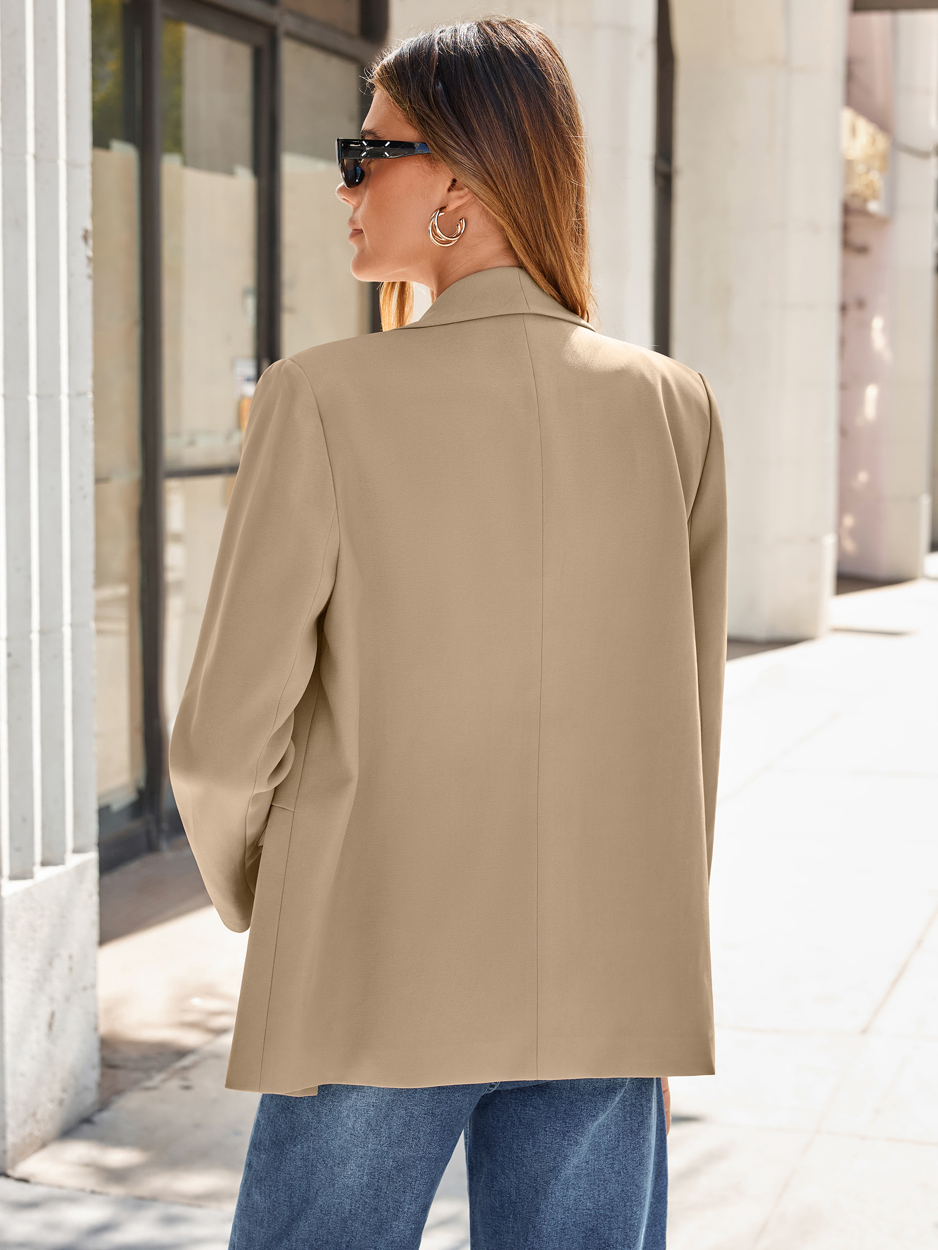 Shawl Lapel Open-Front Business Casual Blazer
