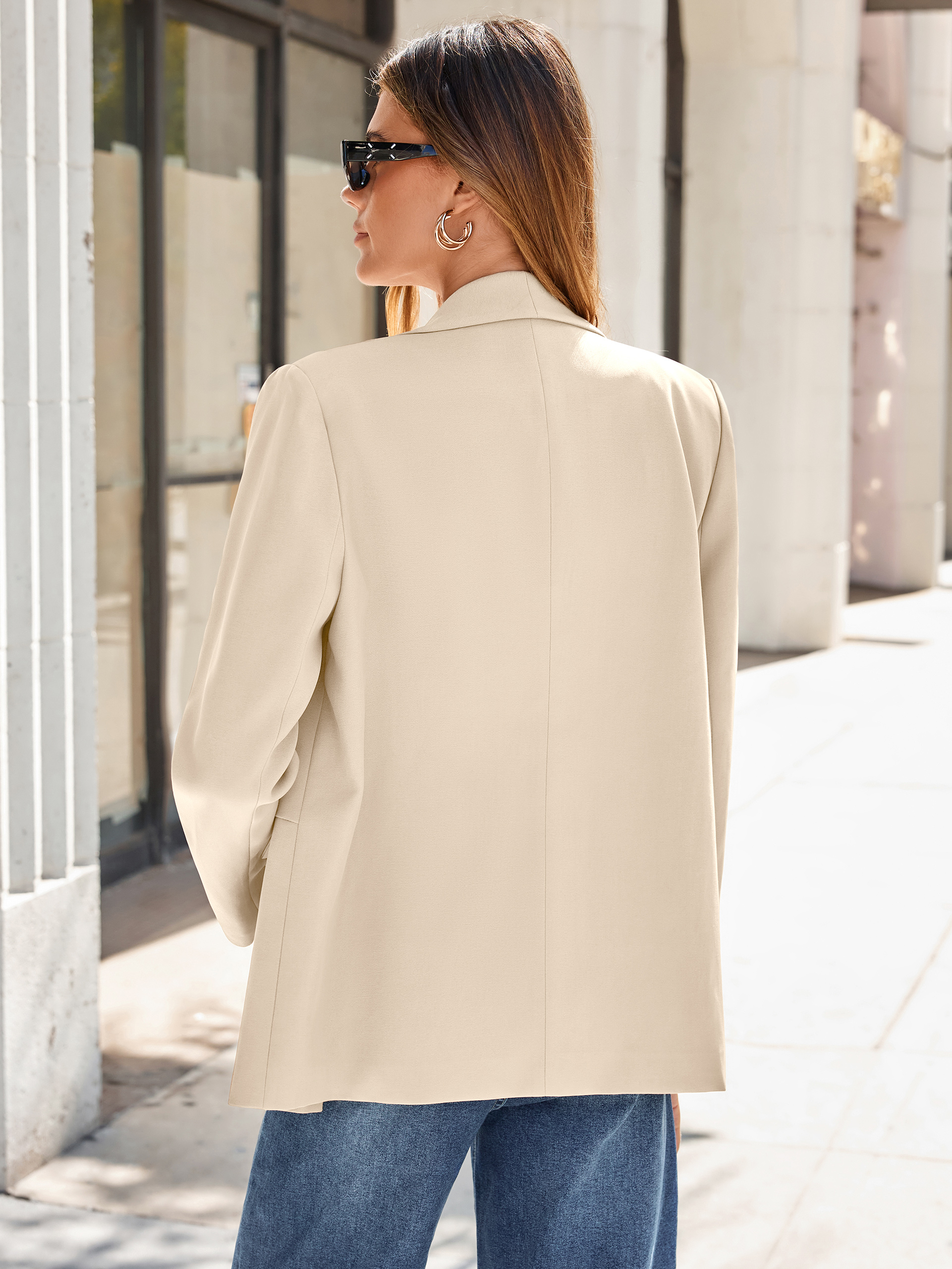 Shawl Lapel Open-Front Business Casual Blazer